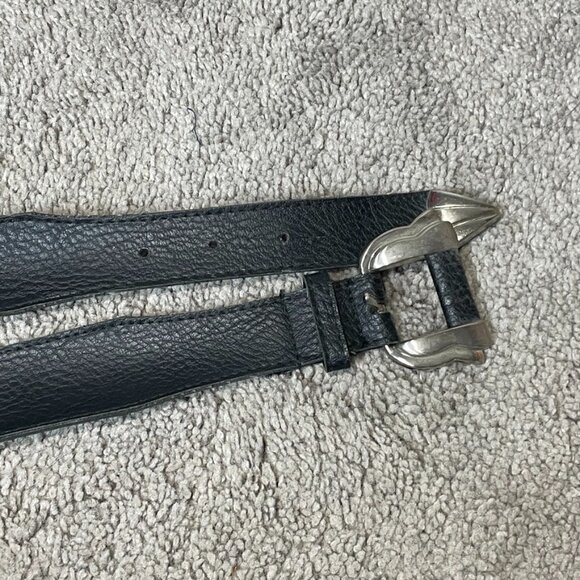 Accessories - Black Leather Western Style Leather Belt